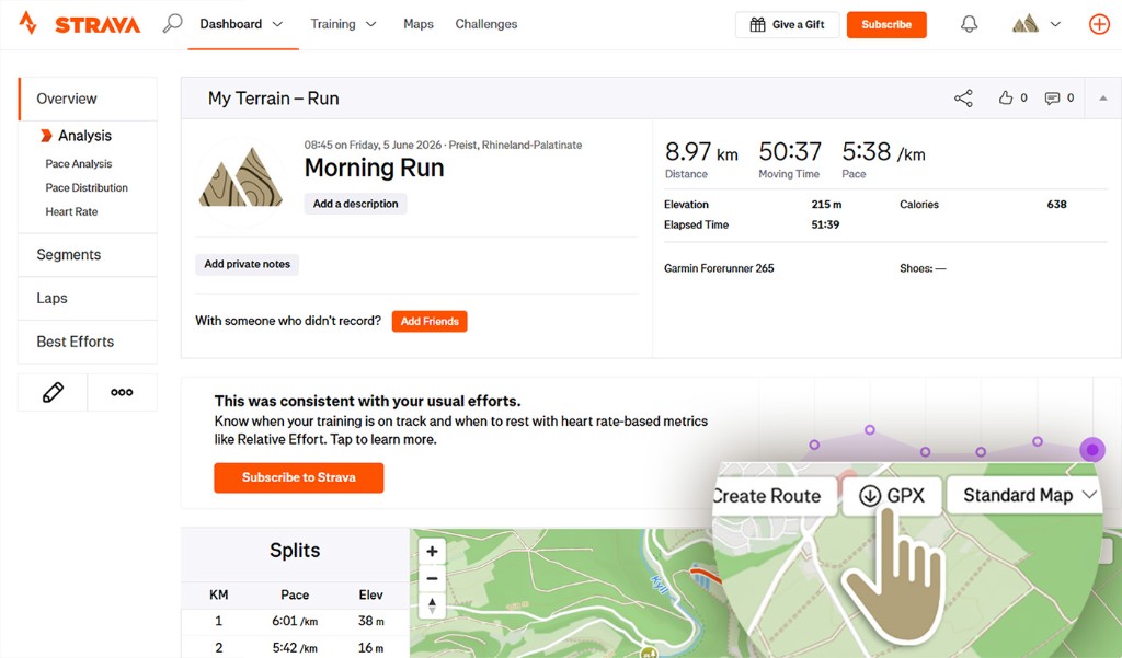 Strava: step 1 — Download GPX