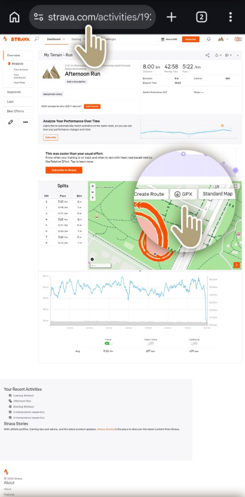 Strava: step 3 — Download GPX