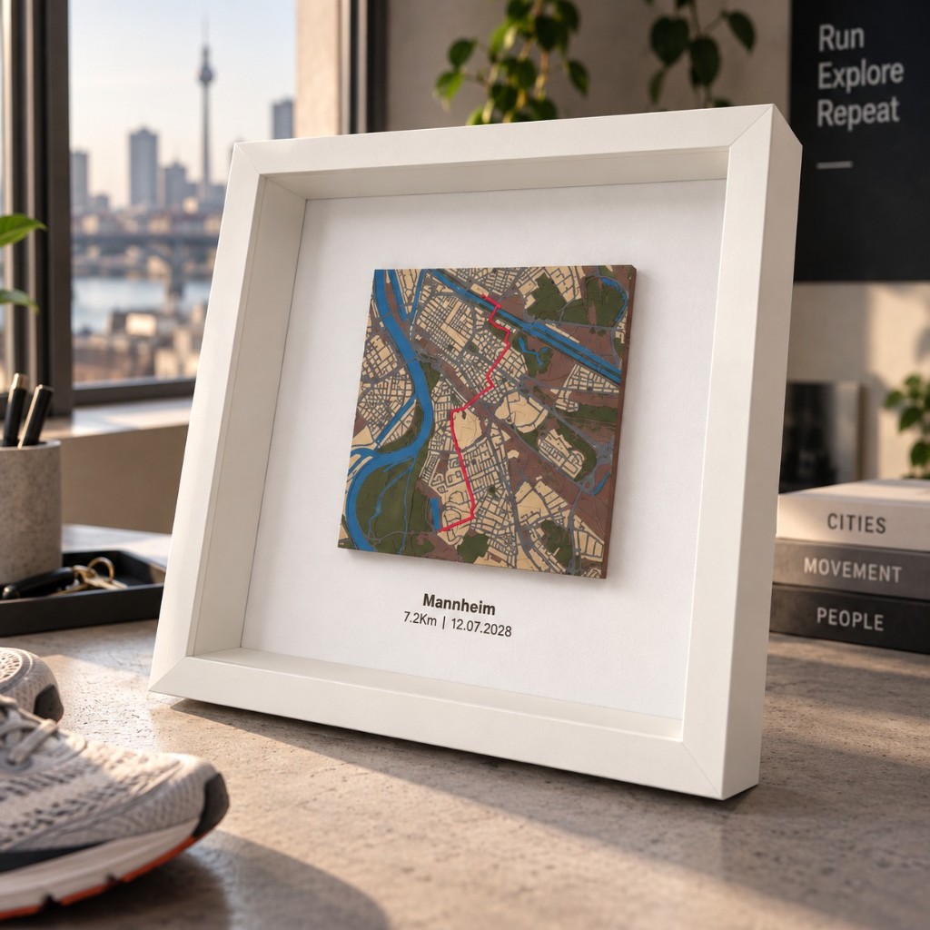 Framed urban route map in Mannheim, 7.2 km